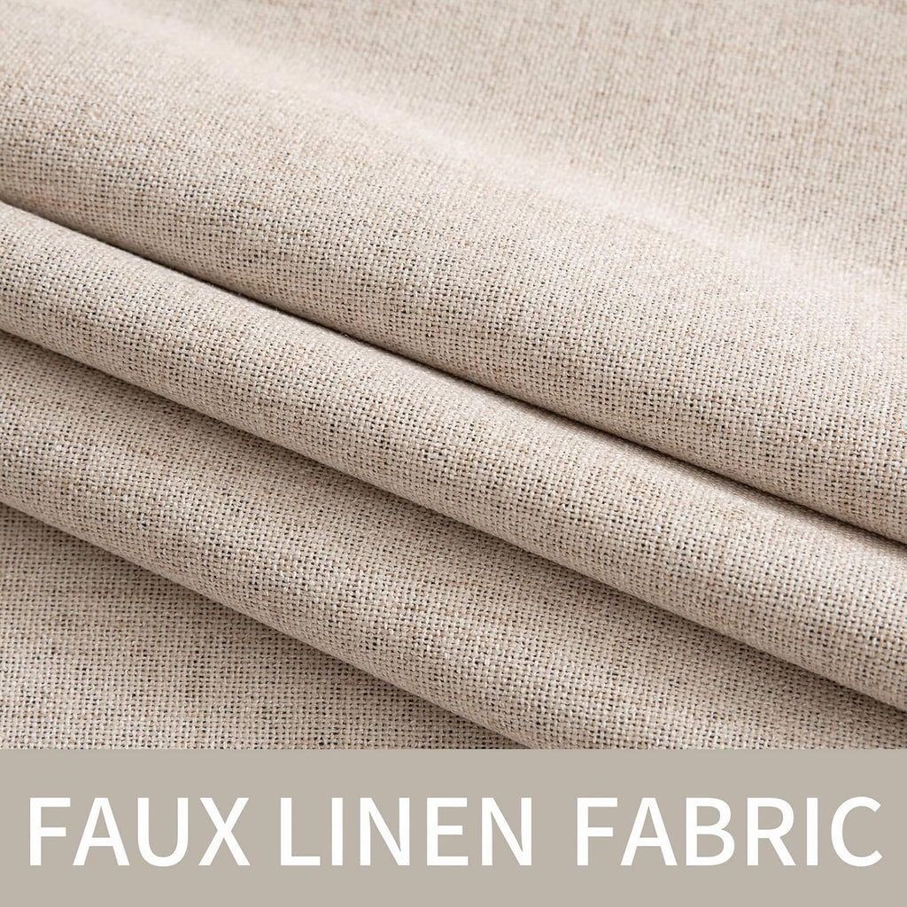 MIULEE 100% Blackout Linen Textured Curtains for Bedroom Solid Thermal Insulated Natural Beige Grommet Room Darkening Curtains & Drapes Luxury Decor for Living Room Nursery 52 x 96 Inch (2 Panels)