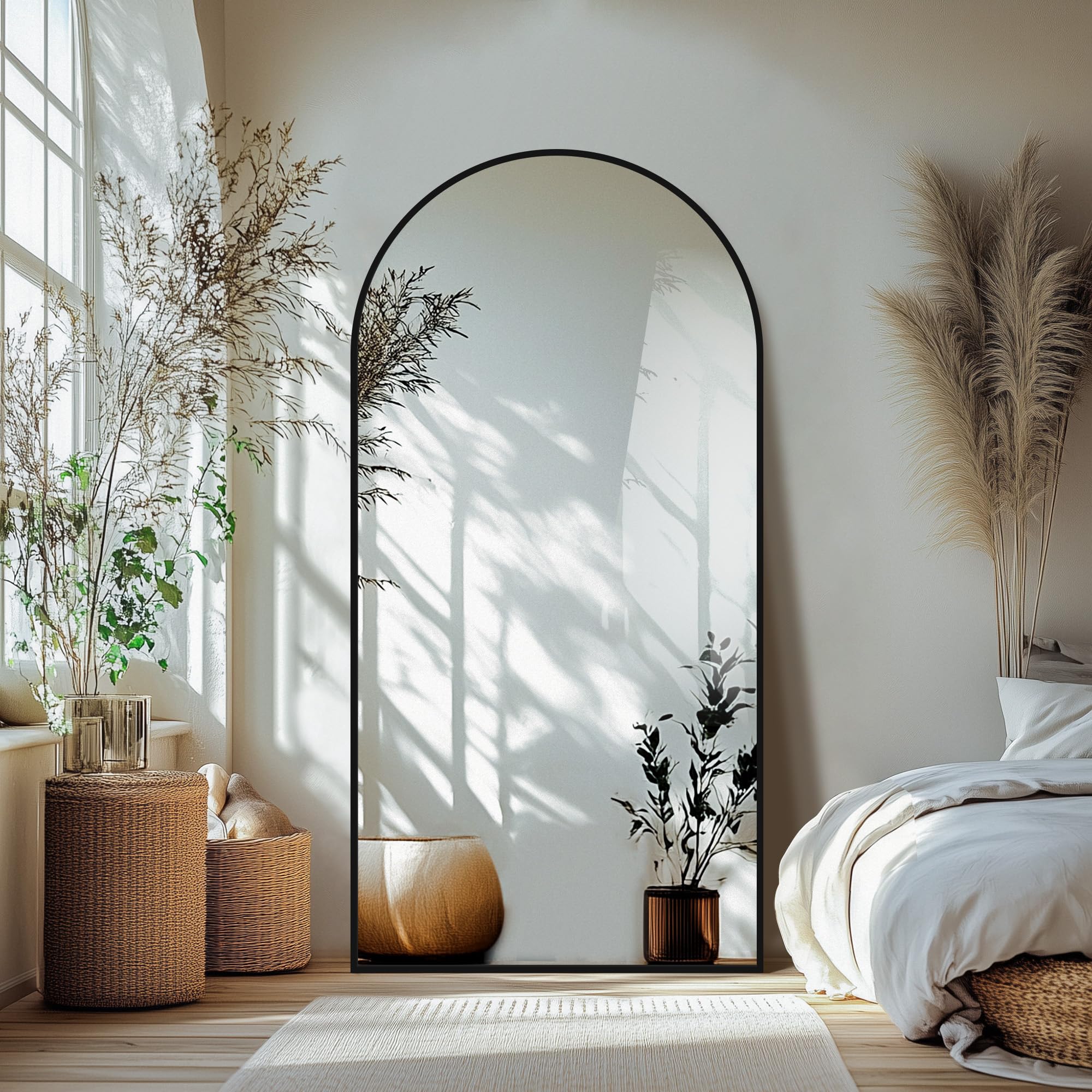 Delma Arched Mirror Full Length,Standing Mirror Full Body,Large Floor with Stand for Wall Entryway Door Bedroom Bathroom Living Room