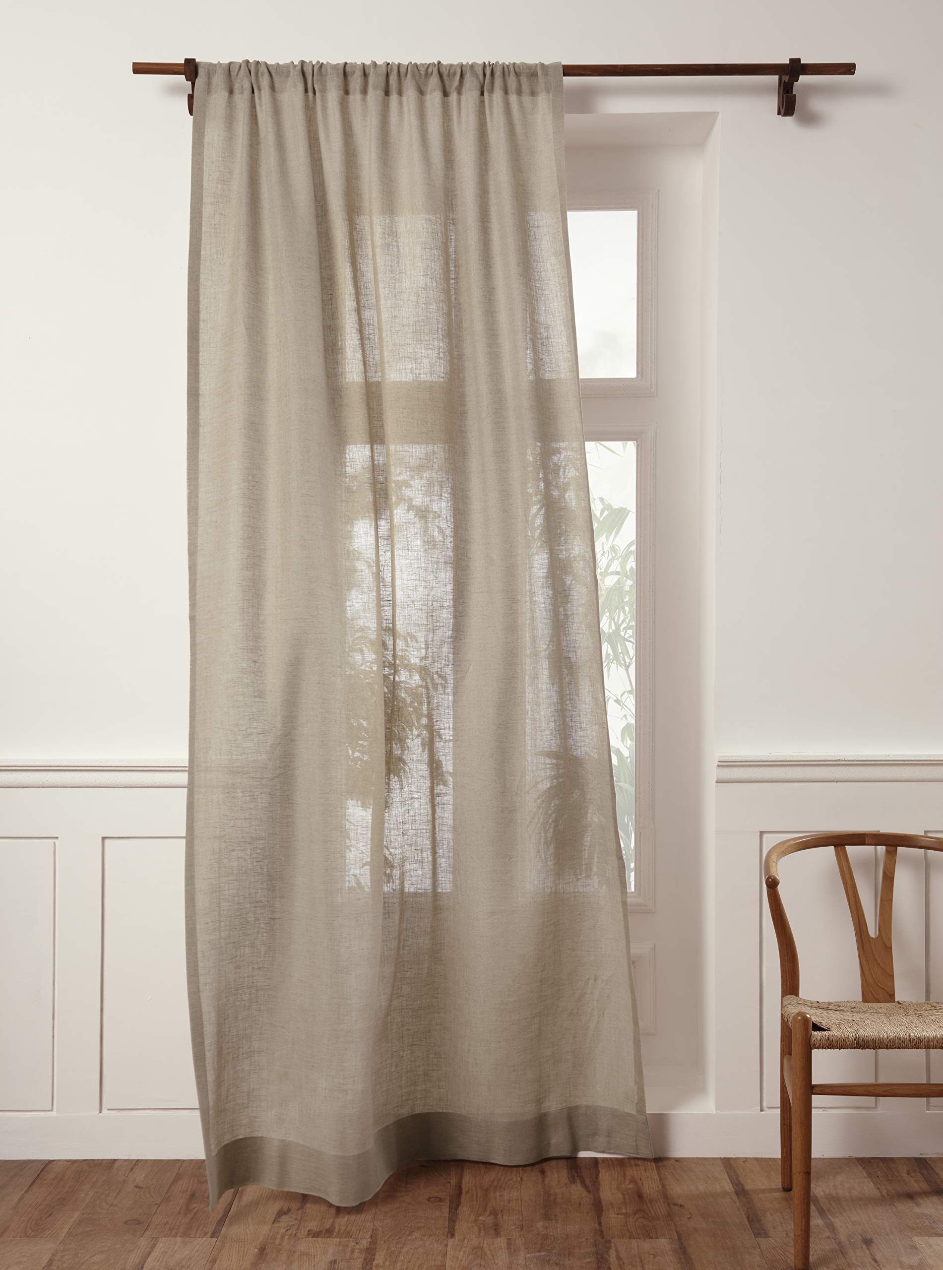 Solino Home Light Natural Linen Sheer Curtain 84 Inch - 100% Pure Linen European Flax Window Treatment Panel 52 x 84 Inch - Light Filtering Rod Pocket Curtain for Living Room, Bedroom - 1 Panel