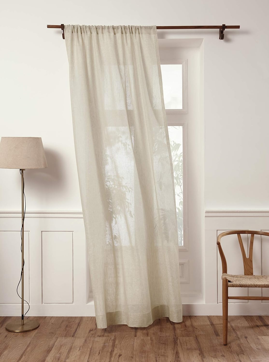 Solino Home Light Natural Linen Sheer Curtain 84 Inch - 100% Pure Linen European Flax Window Treatment Panel 52 x 84 Inch - Light Filtering Rod Pocket Curtain for Living Room, Bedroom - 1 Panel