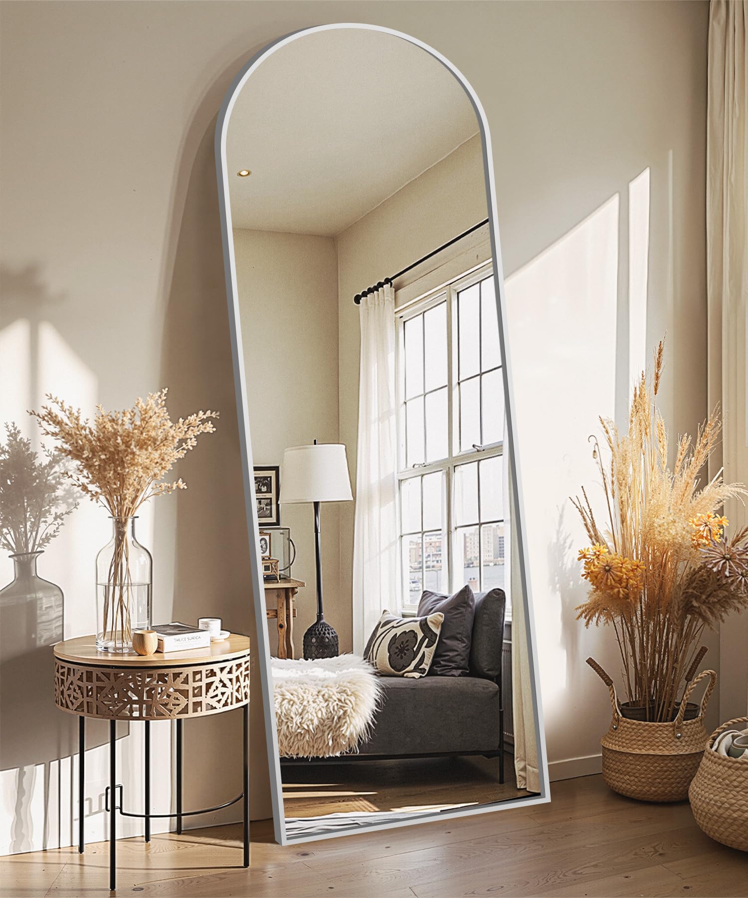 Delma Arched Mirror Full Length,Standing Mirror Full Body,Large Floor with Stand for Wall Entryway Door Bedroom Bathroom Living Room