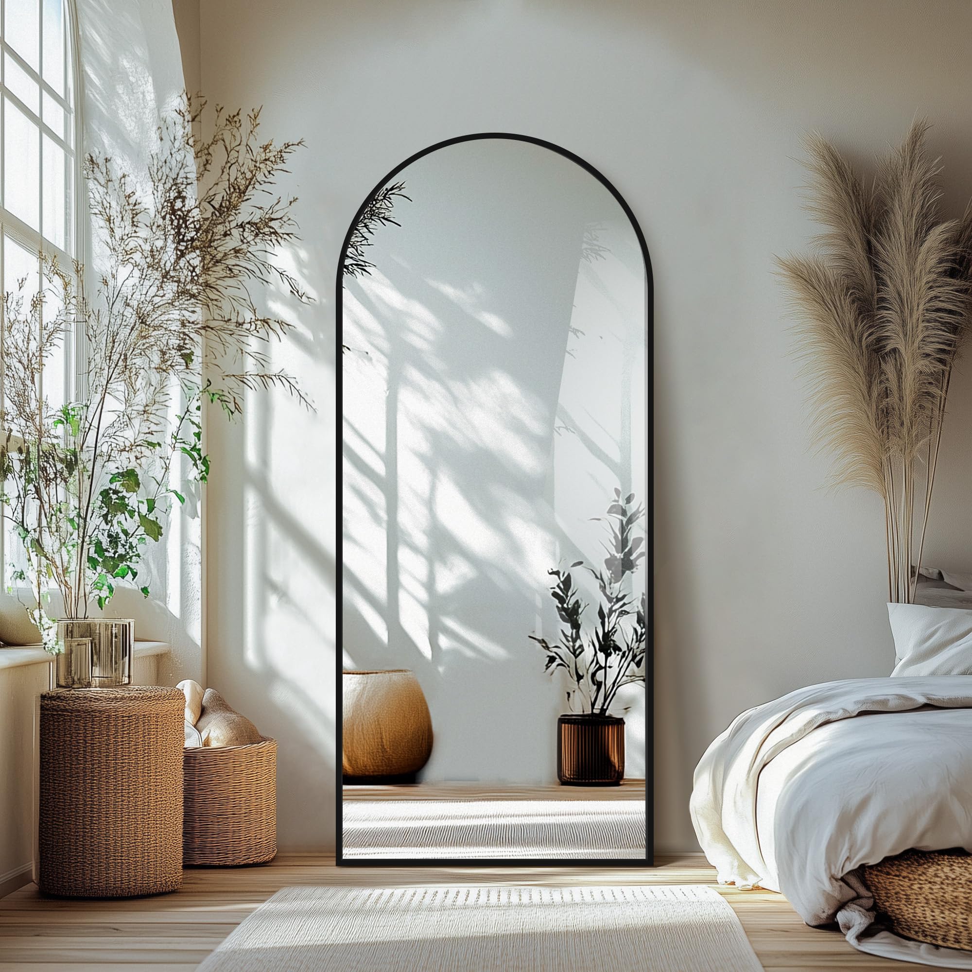 Delma Arched Mirror Full Length,Standing Mirror Full Body,Large Floor with Stand for Wall Entryway Door Bedroom Bathroom Living Room