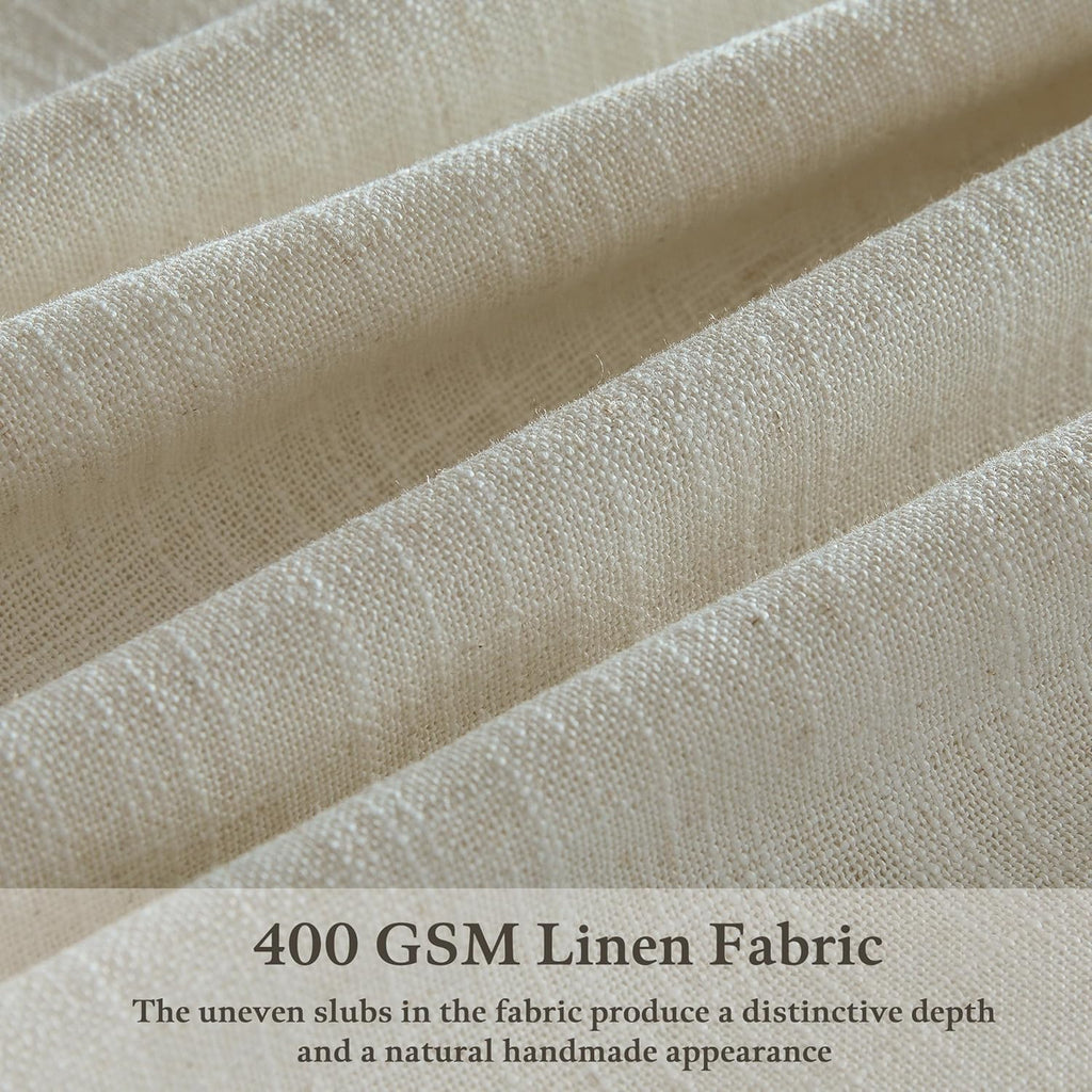 Tan Beige Memory Trained Curtains 105 Inches Long for Living Room 2 Panels Set Rustic Farmhouse Thick Linen Textured Rings Hooks Back Tab Pinch Pleated 100 Inch Curtain Drapes for Dining Bedroom