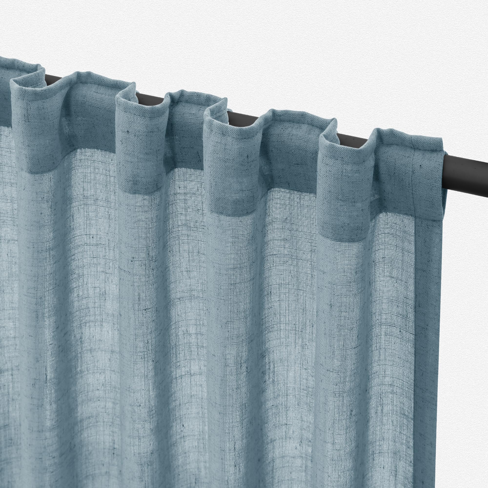 Flax Linen Beige Curtains 96 inches Long 2 Panel for Living Room Back Tab Pocket Drapes Semi Sheer Privacy Khaki Window Curtain Country Rustic Farmhouse Cloth Curtain for Dinning Room Tan